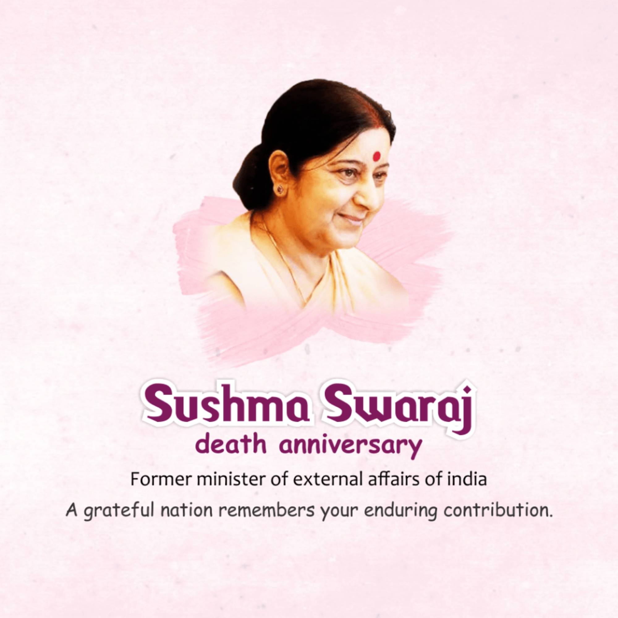 Sushma Swaraj Death Anniversary